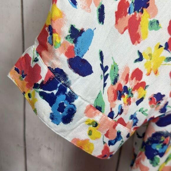 Woman Within Womens Plus Quarter Sleeve Tab Front Floral Flowy Tunic Blouse - Picture 7 of 16